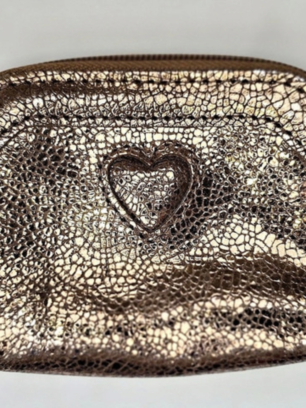 Brighton Metallic Bronze Leather Heart Coin Purse